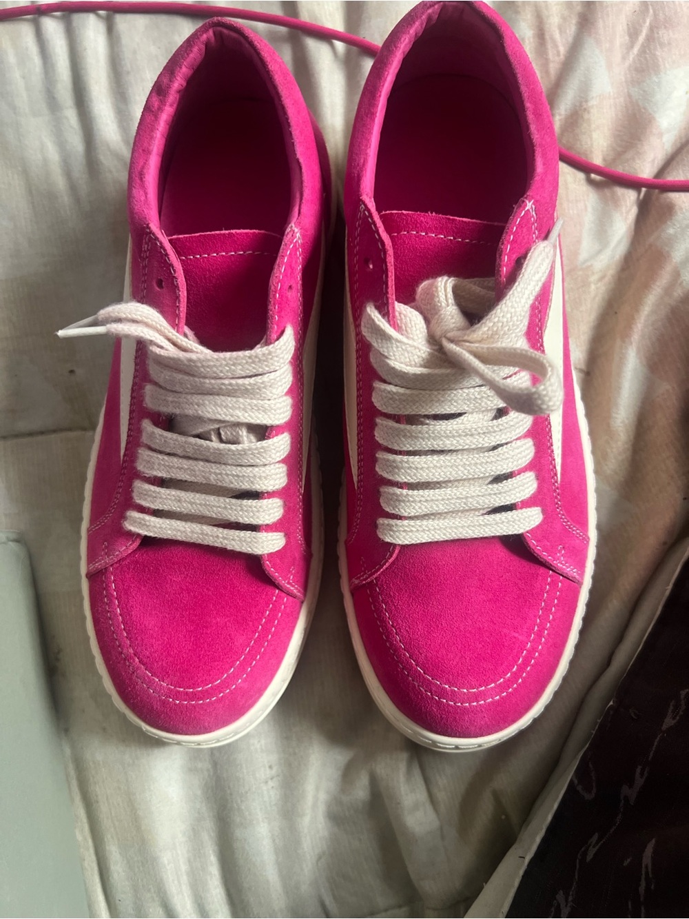 Women's Hot Pink Lace-Up RickOwen Vans